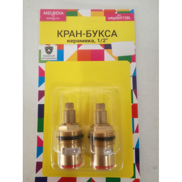 Кран-букса Melodia керамика 1/2" 8x24 под крест (поворот 180град.) 2 шт/уп (MKP06611BL) Кран-букса Melodia керамика 1/2" 8x24 под крест (поворот 180град.) 2 шт/уп (MKP06611BL)