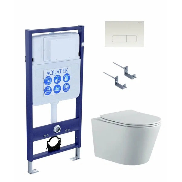 Комплект нсталляция c унитазом Aquatek Вега-1905-013 рама Standard INS-0000012 с клавишей KDI-0000013 и крепежом KKI-0000002+унитаз Вега AQ1905-00 с