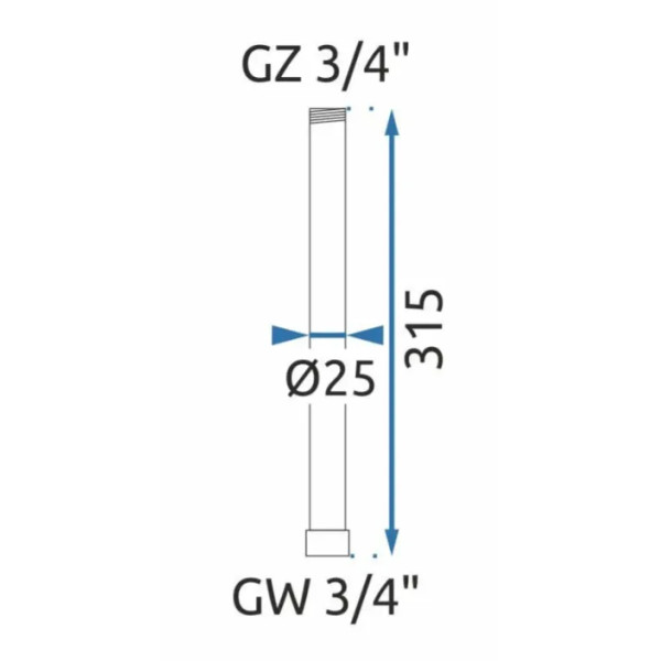 Удлинитель душевой стойки Rea 30 см Gold mat (Tom, Soul, Aldi, Bliss, Santos, Roger, Lungo с термостатом, Luis, Vigo) (REA-K7704)