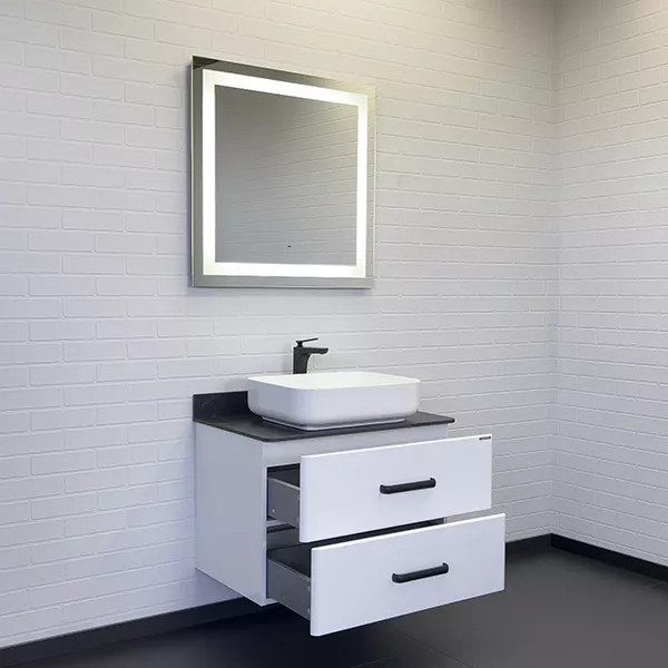 Тумба подвесная с раковиной Comforty Амстердам 750x500x645 белый глянцевый/калакатта Блэк (00-00013775)