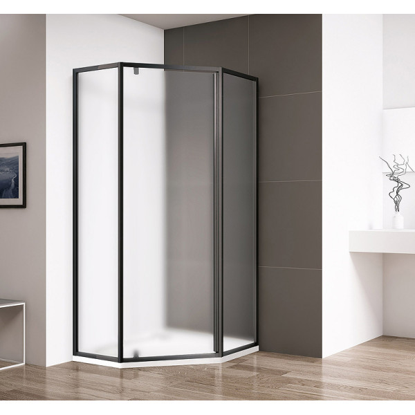 Душевой уголок Cezares ECO 90x90x195 стекло матовое, профиль черный (ECO-O-P-1-90-P-NERO)