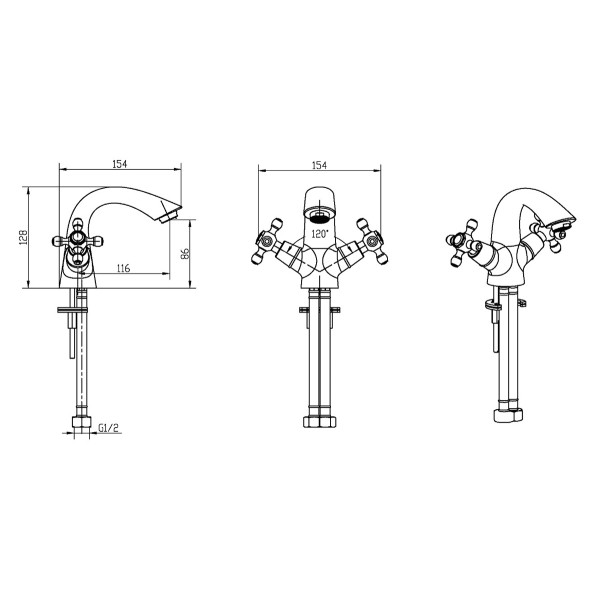 Смеситель для раковины Boheme Royal Cristal бронзовый (311-Royal/CRST black)