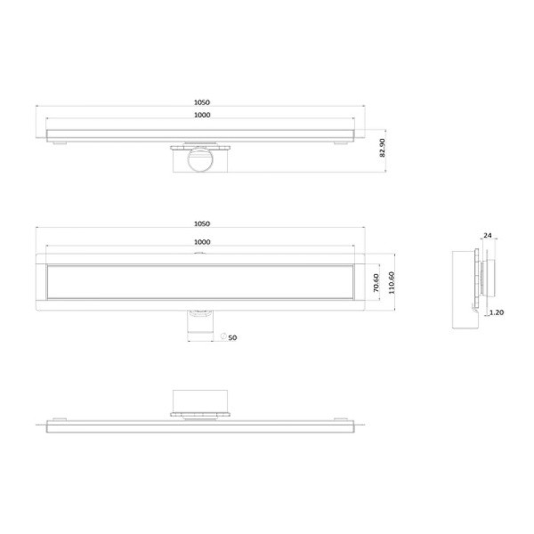 Душевой лоток ALMAes Laguna 100 с черной решеткой (LG100BL)