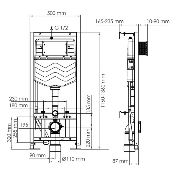 Инсталляция для унитаза WasserKRAFT Aller с клавишей смыва хром (10TLT.010.ME.CH04)