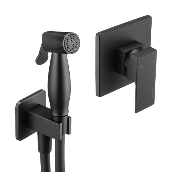 Смеситель с гигиеническим душем Swedbe Platta встраиваемый черный (5549B) Смеситель с гигиеническим душем Swedbe Platta встраиваемый черный (5549B)
