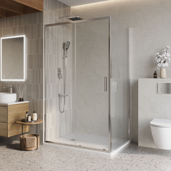 Душевой уголок BelBagno Luce 140x80x195 стекло прозрачное, профиль хром (LUCE-AH-1-140/80-C-Cr)