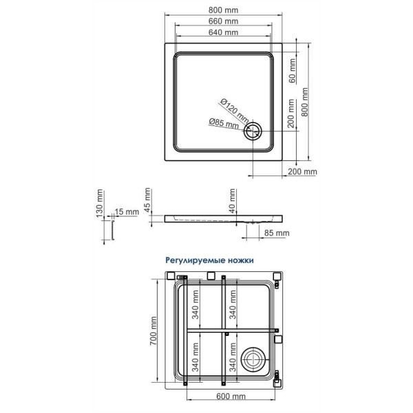 Душевой поддон WasserKraft Amper 80*80*17,5 белый (29T02)