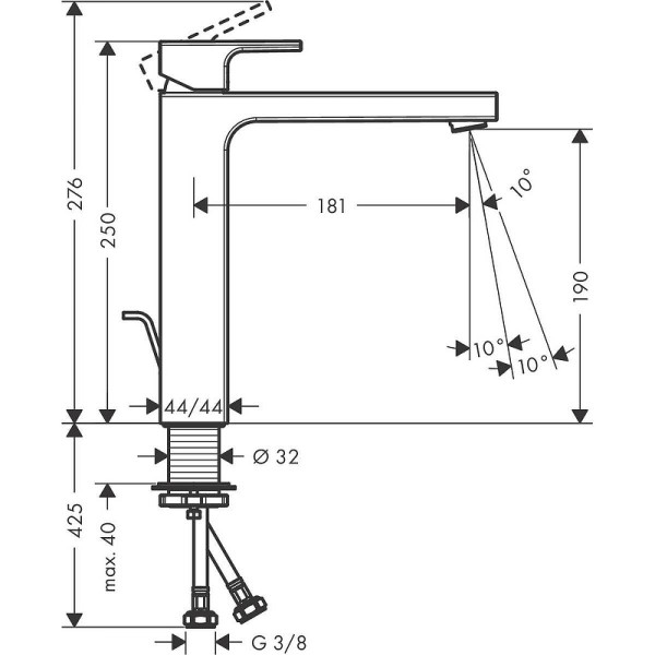 Смеситель для раковины Hansgrohe Vernis Shape хром, с донным клапаном (71562000)