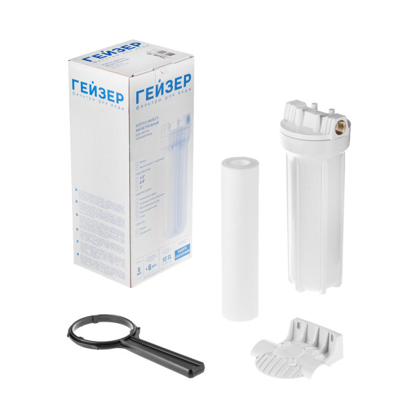 Фильтр колбовый Гейзер 1П 1/2" 10SL с латунными вставками (для холодной воды) (32071)