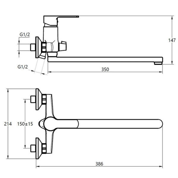Смеситель для ванны и душа Voda Drop хром (DP31)