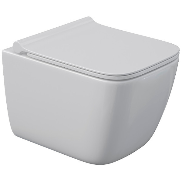 Комплект инсталляция с унитазом Berges Atom Line кнопка хром глянец, унитаз Quattro S Rimless 49 см, сиденье с soft-close (043361)