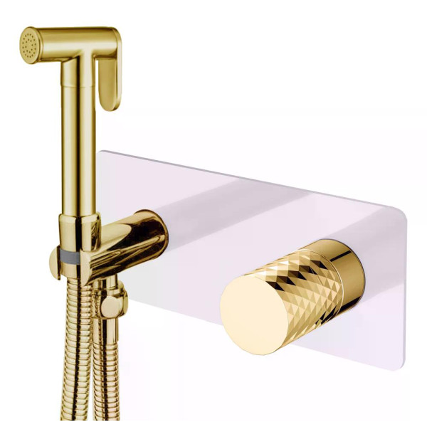 Смеситель с гигиеническим душем Boheme Stick W (белый глянец) (127-WG)