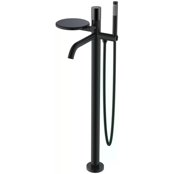 Смеситель напольный Boheme Stick черный с душевым комплектом (129-BB)
