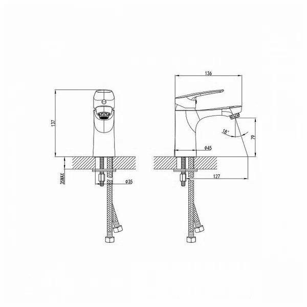 Смеситель для раковины Milardo Horizont хром (HORSB00M01)