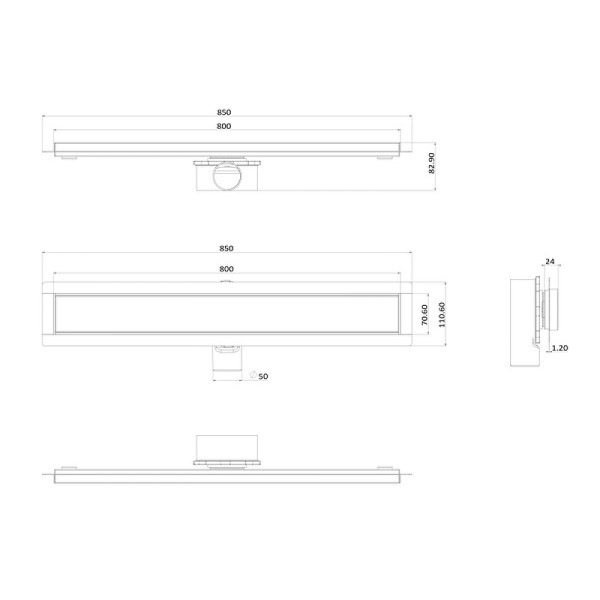 Душевой лоток ALMAes Laguna 80 с черной решеткой (LG80BL)