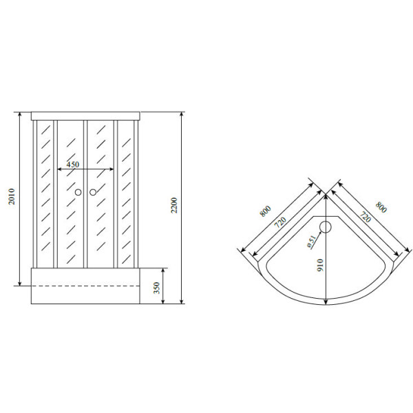 Душевая кабина Timo T-6680 Silver 80x80x220 стекло прозрачное, профиль хром (T-6680 S)