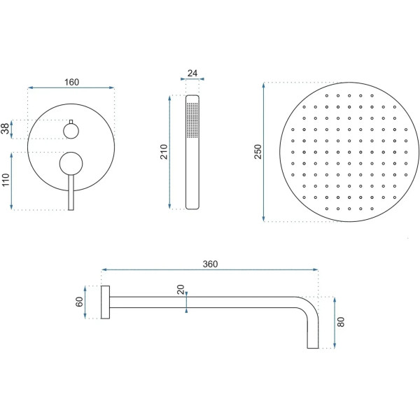 Душевая система Rea Lungo Grip + Box Titanium (REA-P8958)