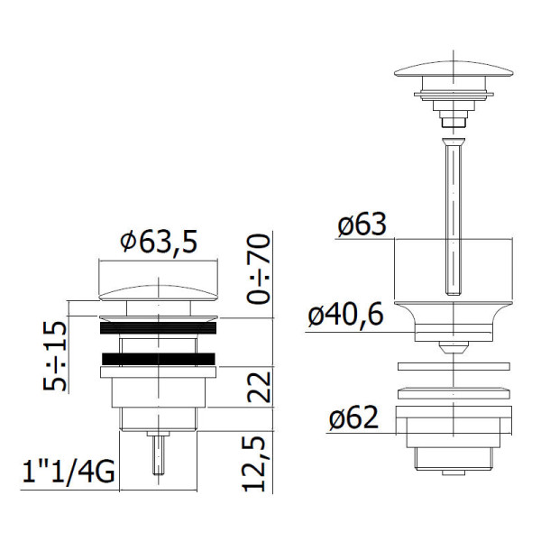 Донный клапан 1 1/4" Paffoni хром (ZSCA050ST) Донный клапан 1 1/4" Paffoni хром (ZSCA050ST)