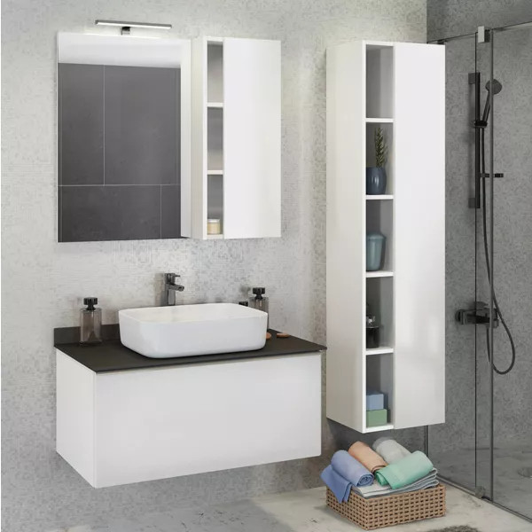 Шкаф зеркальный Comforty Милан 900x160x800 белый глянцевый (00004137130) Шкаф зеркальный Comforty Милан 900x160x800 белый глянцевый (00004137130)