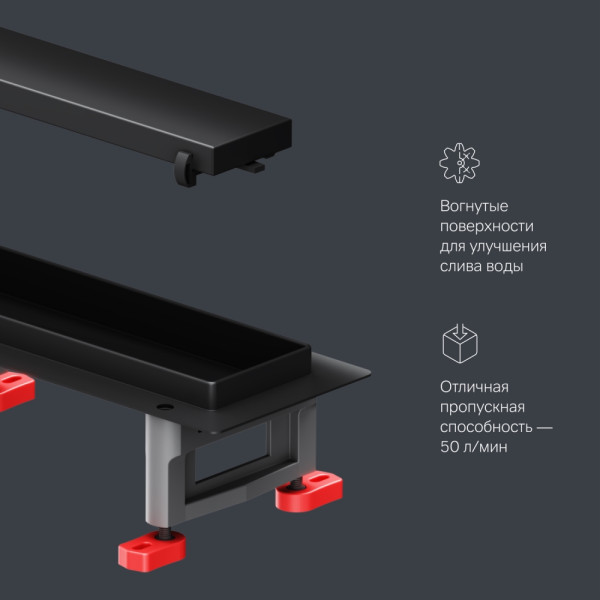 Душевой лоток AM.PM MasterFlow линейный универс затвор Tile 70 см черн мат (W01SC-U11-070-04BM)