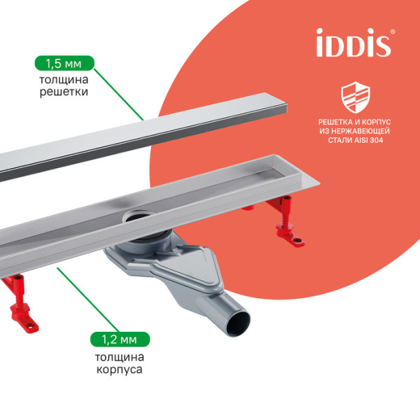 Лоток душевой 700 мм сифон 360 комбинированный затвор двухсторонняя решетка хром Iddis (975B7SB00DZ)