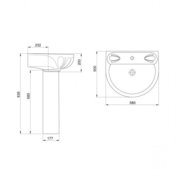 Раковина подвесная Santeri Лотос 58x501x19 белая (1.3110.6.S00.10B.0)