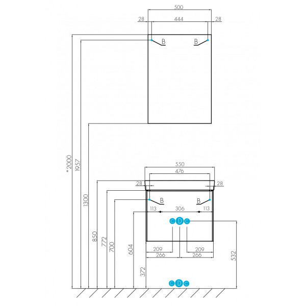 Тумба подвесная Aquaton Асти 532x427x400 белый (1.A263.1.01A.X2B.0)