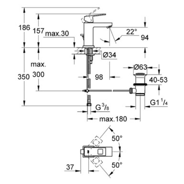 Смеситель для раковины Grohe Eurocube (23127000)