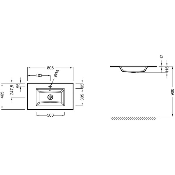 Раковина встраиваемая Jacob Delafon Vox 81x46,5 серая (EB2104-DD2)
