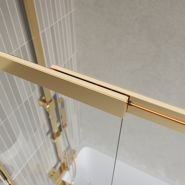 Душевая шторка для ванны BelBagno Luce 90x145 стекло прозрачное, профиль золото глянцевое (LUCE-VF-11-90/145-C-ORO) Душевая шторка для ванны BelBagno Luce 90x145 стекло прозрачное, профиль золото глянцевое (LUCE-VF-11-90/145-C-ORO)
