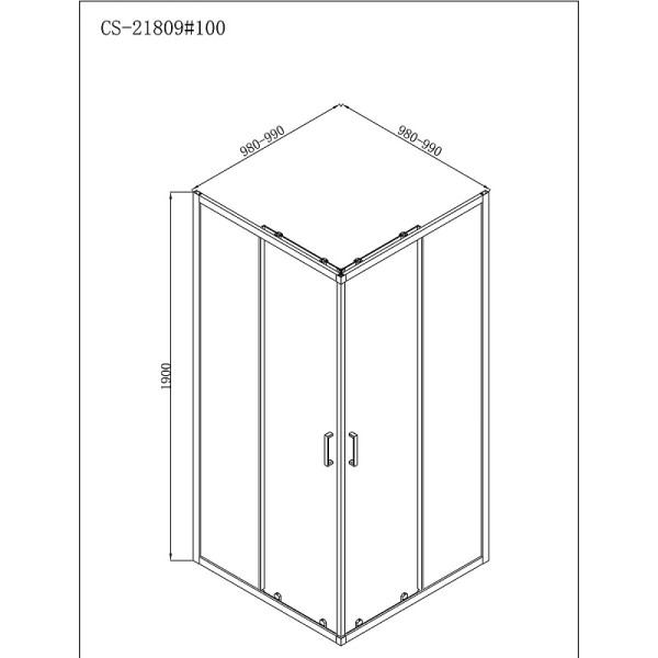 Душевой уголок Loranto Neo 100x100x190 стекло прозрачное, профиль черный, без поддона (CS-21809B-100)