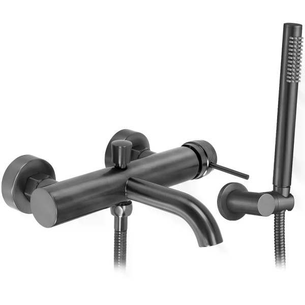 Смеситель для раковины Rea Lungo с душевым комплектом оружейная сталь (REA-B2352)