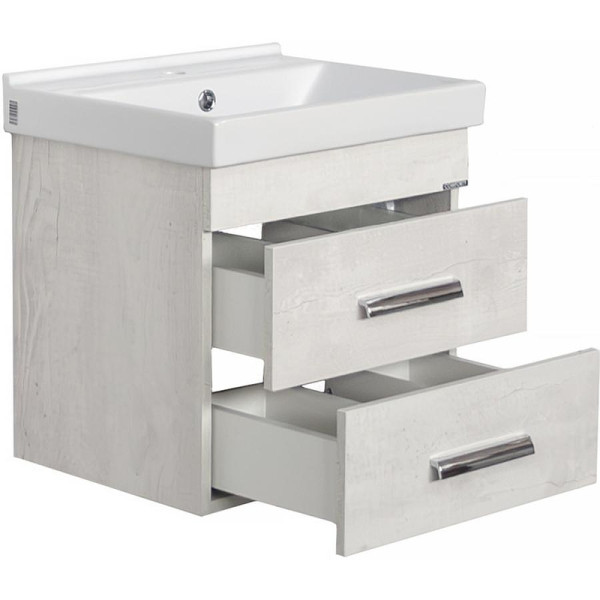 Тумба подвесная с раковиной Comforty Никосия 500x400x520 дуб белый (00-00017091)