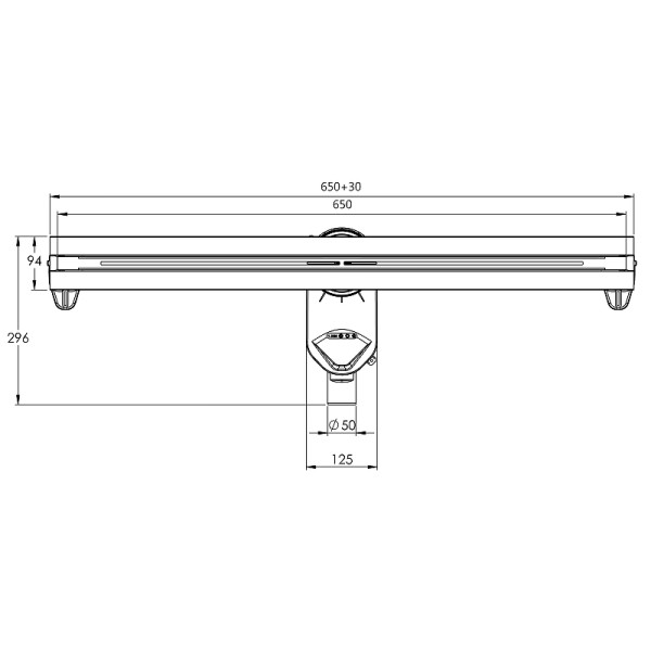 Желоб Berges водосток Super line 650, матовый хром, S-сифон D50/105 H50 вертикальный (090081)