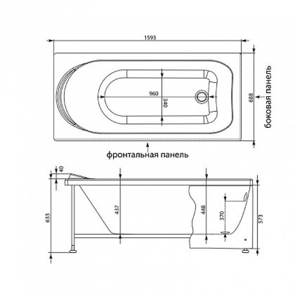 Экран фронтальный для ванны Aquanet West/Nord/Roma 160 Экран фронтальный для ванны Aquanet West/Nord/Roma 160