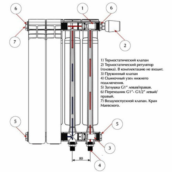 Радиатор алюминиевый Rifar Alum Ventil L 350 (8 секций, НП лев подкл. 50 мм.) (RA35008VL)