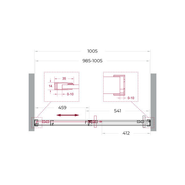 Душевая дверь BelBagno Soft Close-1 100x200 стекло прозрачное, профиль оружейная сталь матовая (SOFT_CLOSE-1-BF-1-100-C-GM)