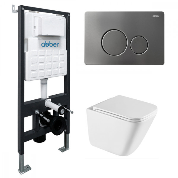Комплект подвесной унитаз Abber Rechteck AC1219TC белый, с закрытым дном с инсталляцией AC0105 и кнопкой AC0121NG никель (AC1219TC-AC0105-AC0121NG) Комплект подвесной унитаз Abber Rechteck AC1219TC белый, с закрытым дном с инсталляцией AC0105 и кнопкой AC0121NG никель (AC1219TC-AC0105-AC0121NG)