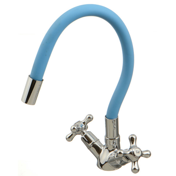 Смеситель для кухни Ex-promt Cross с гибким изливом, хром (Ex102.2-01 light blue)