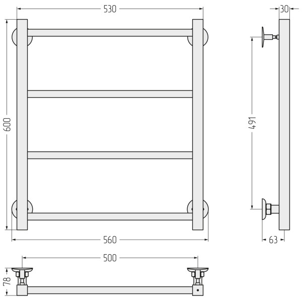 Полотенцесушитель водяной Стилье 600x500 матовый белый (30640-6050)