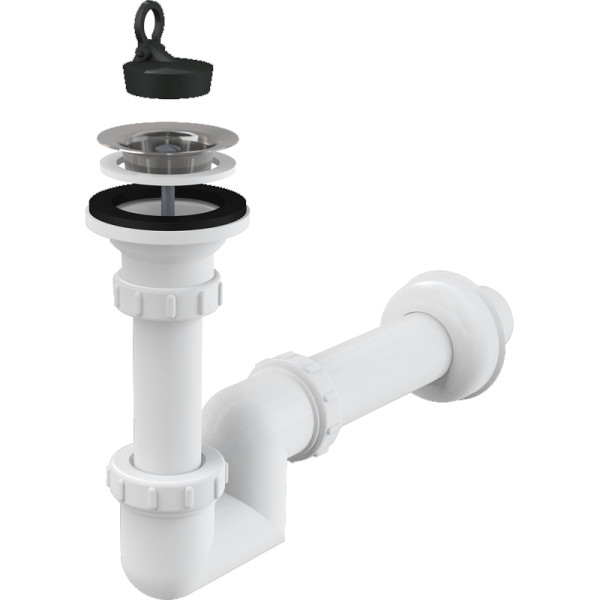 Сифон для раковины S-образный Alcaplast DN40 с нержавеющей peшeткой DN63 (A412-DN40)