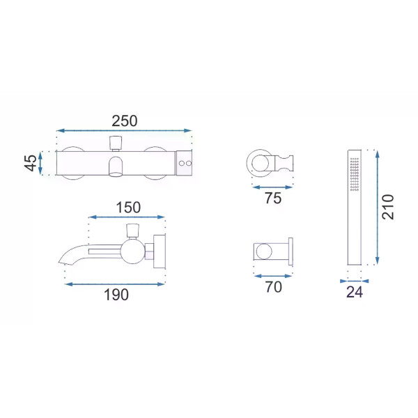 Смеситель для раковины Rea Lungo с душевым комплектом черный металлик (REA-B4422) Смеситель для раковины Rea Lungo с душевым комплектом черный металлик (REA-B4422)