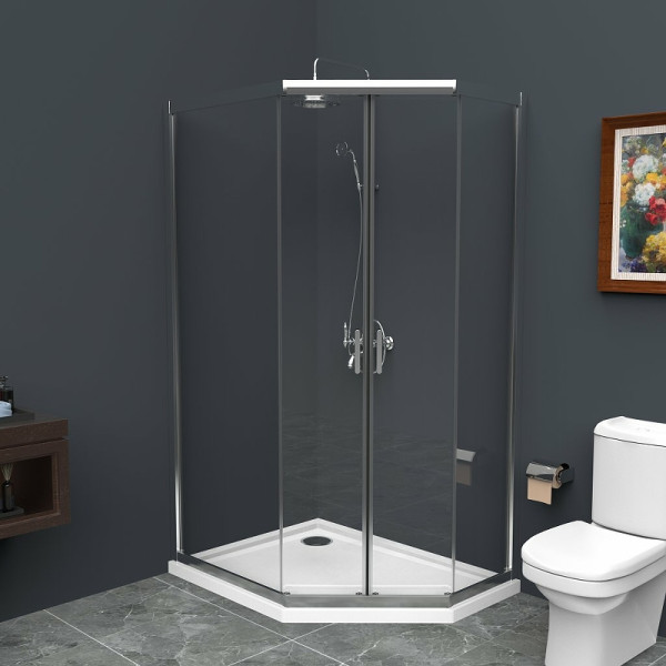 Душевой уголок BelBagno Uno-195 100x80x195 стекло прозрачное, профиль хром (UNO-195-PH-2-10/80-C-Cr)