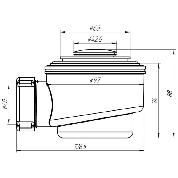 Сифон для душевого поддона АНИ 1 1/2"*50 (h=77 мм.) клик-клак (сетка хром) АНИ пласт (E410CLS)