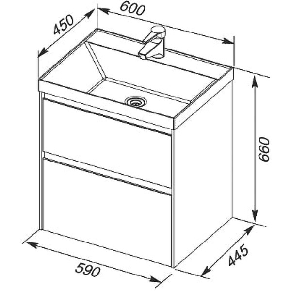 Тумба подвесная Aquanet Гласс 60 белый (00196961)
