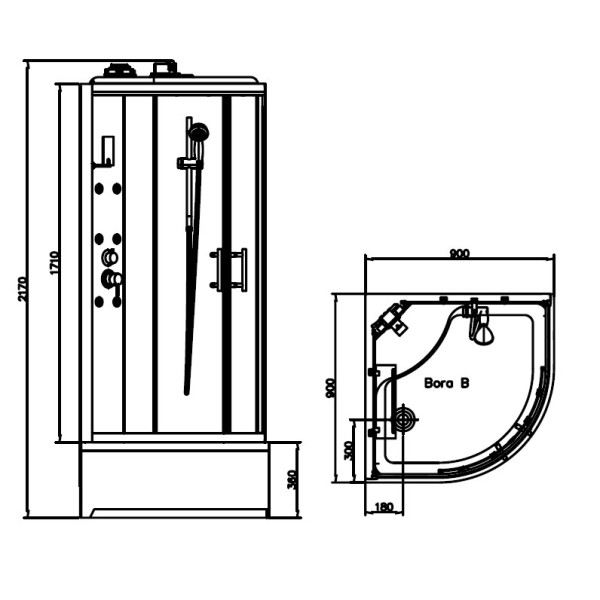 Кабина гидромассажная BandHours Bora B 90х90х217