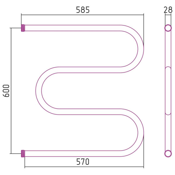 Полотенцесушитель водяной Стилье М-образный 600х600 резьба-сгон 1 хром (00004-6060) Полотенцесушитель водяной Стилье М-образный 600х600 резьба-сгон 1 хром (00004-6060)