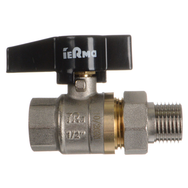 Кран 1/2" шаровый со сгоном TeRma CB (чёрная бабочка) (30210) Кран 1/2" шаровый со сгоном TeRma CB (чёрная бабочка) (30210)