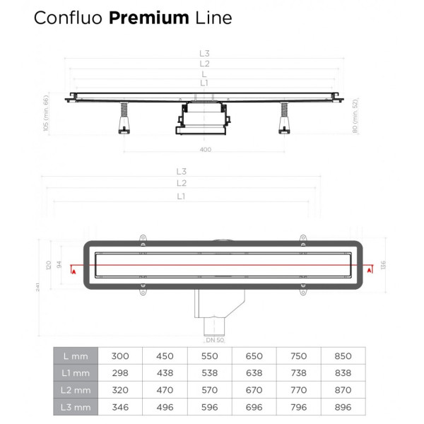 Душевой лоток Pestan Confluo Premium Line 450 White Glass  хром матовый/белое стекло глянец, рамка хром (13000281)