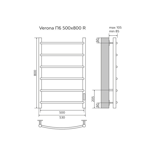 Полотенцесушитель электрический Azario Verona 500x800 белый